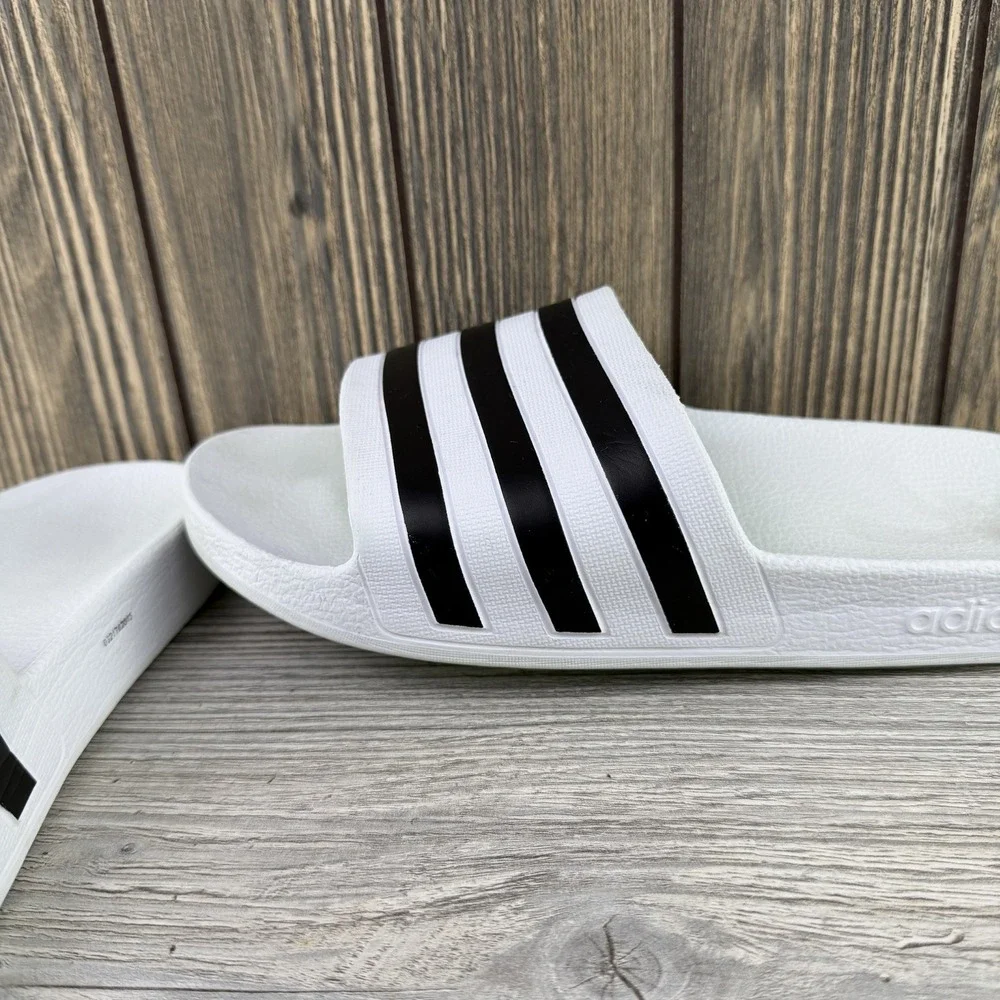 Adidas Unisex Adilette Shower Slides White & Black, Men 7, Women 8 Sandals